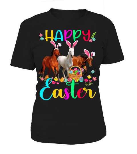 Happy Easter Horse Lover Three Horse Wearing Bunny Ear Premium T Shirt Women's T-Shirt