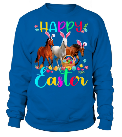Happy Easter Horse Lover Three Horse Wearing Bunny Ear Premium T Shirt Sweatshirt Unisex