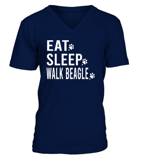 eat sleep walk beagle V-Neck T-shirt