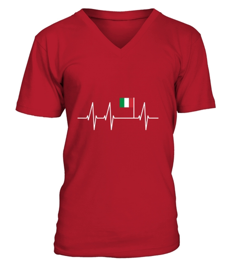 My Heart Beats for Italy T-Shirt Italian Flag Heartbeat Tee V-Neck T-shirt