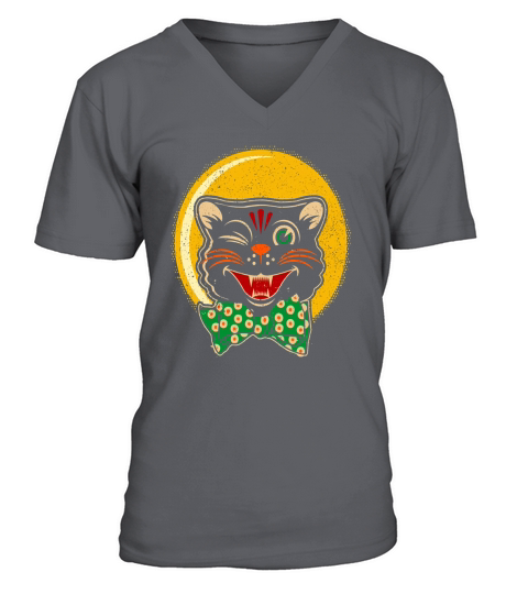 Halloween Vintage Style Cat TShirt V-Neck T-shirt