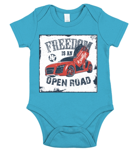 Vintage Car Freedom is an open road Short Sleeve Baby One-Piece