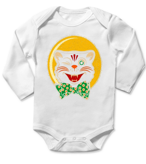 Halloween Vintage Style Cat TShirt Long Sleeve Baby One-Piece