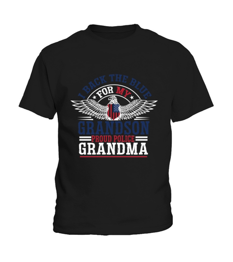 I back the blue for my grandson proud police grandma Kids T-Shirt