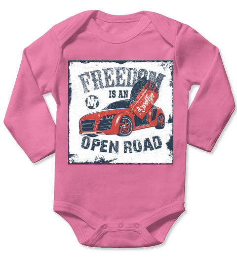 Vintage Car Freedom is an open road Long Sleeve Baby One-Piece