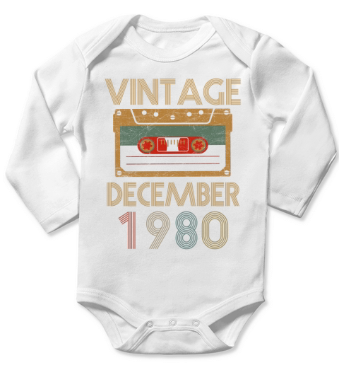 Vintage December 1980 Birthday Long Sleeve Baby One-Piece