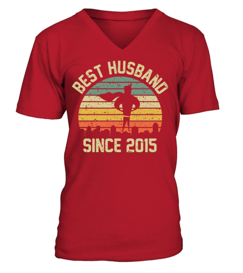 Wedding Anniversary Best Husband SINCE 2015 V-Neck T-shirt
