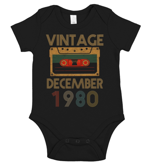 Vintage December 1980 Birthday Short Sleeve Baby One-Piece