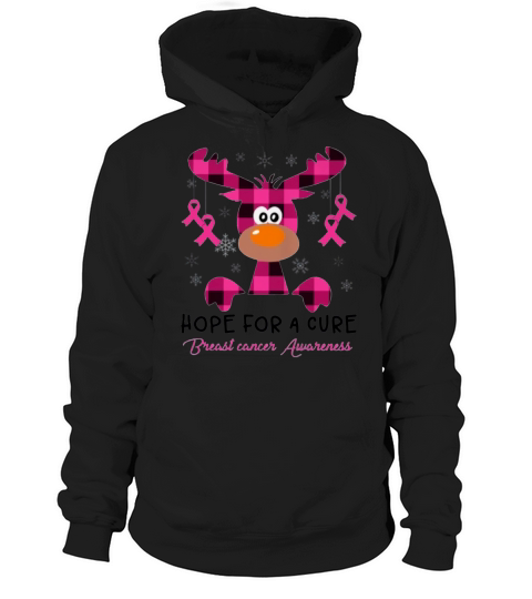 Merry Christmas Reindeer Hope for a cure Breast cancer Awareness shirt Hoodie Unisex