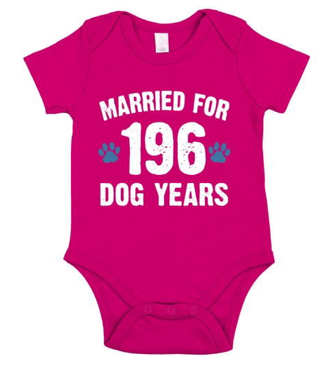 Married For 196 Dog Years 28th Wedding Anniversary T-Shirts Short Sleeve Baby One-Piece