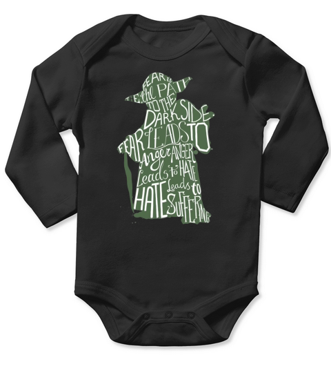 Fear Is The Path To Darkside Typography Design Long Sleeve Baby One-Piece
