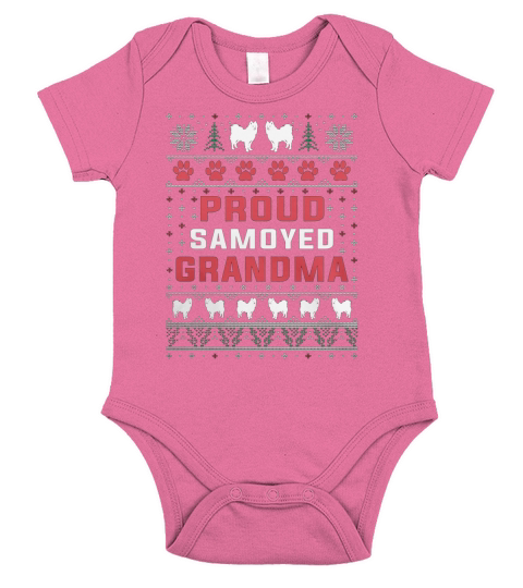 Proud Samoyed Grandma Christmas Sweater Short Sleeve Baby One-Piece