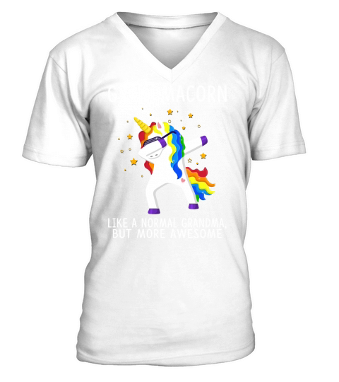 Like A Normal Grandma Unicorn Dabbing Funny Family Unicorn 2020 V-Neck T-shirt