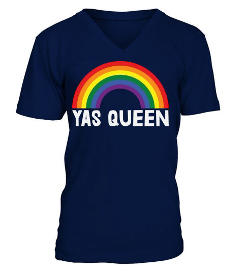 Yas Queen LGBTQ Rainbow Flag Support V-Neck T-shirt