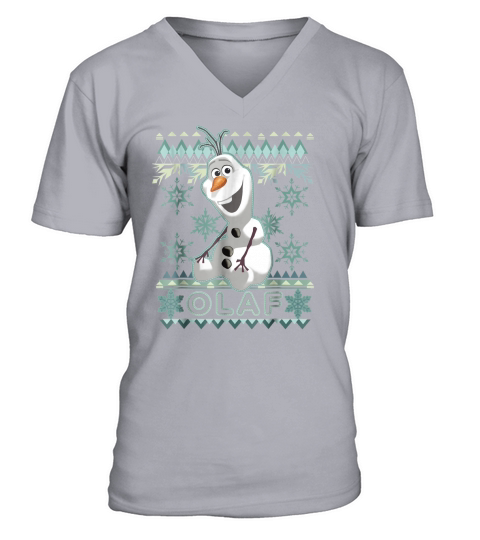 Disney Frozen Olaf Ugly Christmas Sweater Graphic T-Shirt - Unisex Long Sleeve V-Neck T-shirt