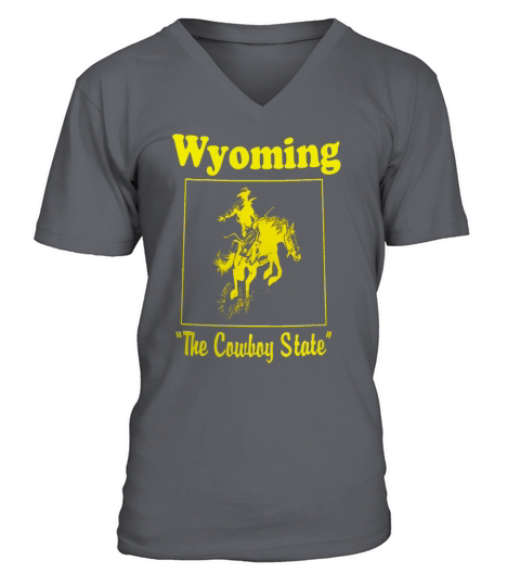 Mens Wyoming the cowboy state vintage V-Neck T-shirt