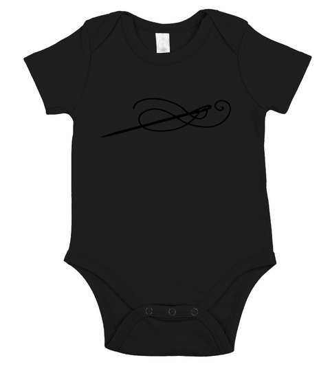Black Needle And Thread Needlework Sewing Short Sleeve Baby One-Piece