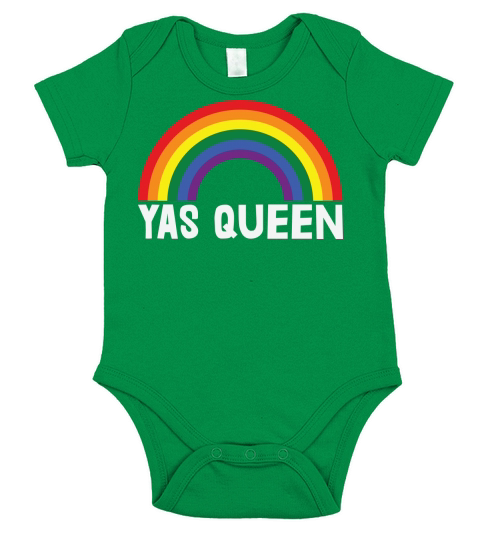 Yas Queen LGBTQ Rainbow Flag Support Short Sleeve Baby One-Piece